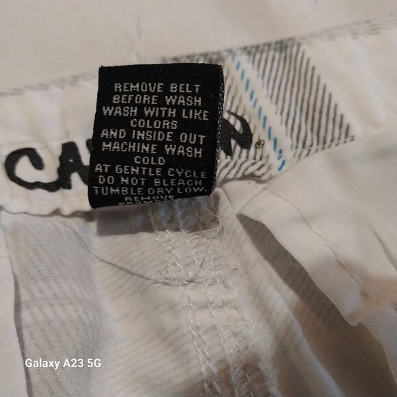 Mens Carbon White & Gray Plaid Cargo Shorts Size 36 Cotton Casual Lightweight - Picture 4 of 4